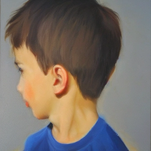 A boy's profile. , Oil Painting