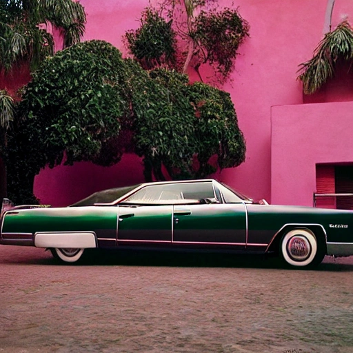 

Retrato estilo de steve mccurry, cadillac de los años 70, de color rosa, aparcado en la noche en medio de la ciudad con palmeras grandes y voluminosas. Gran angular, profundidad de campo. –ar 3:2 –q2 –chaos 2
