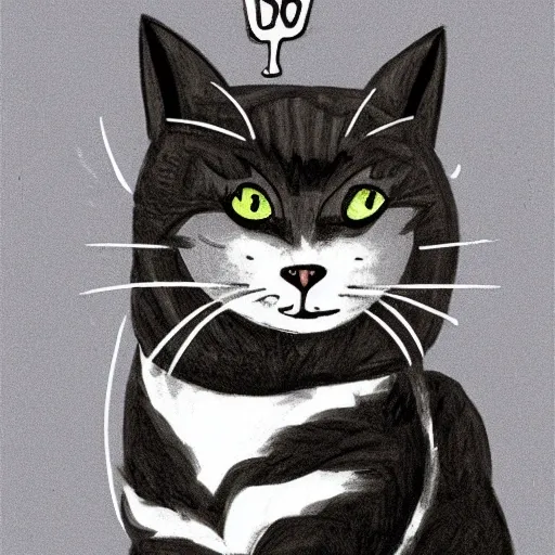 awesome art of a funny cat  that is pensive and waiting for his pay