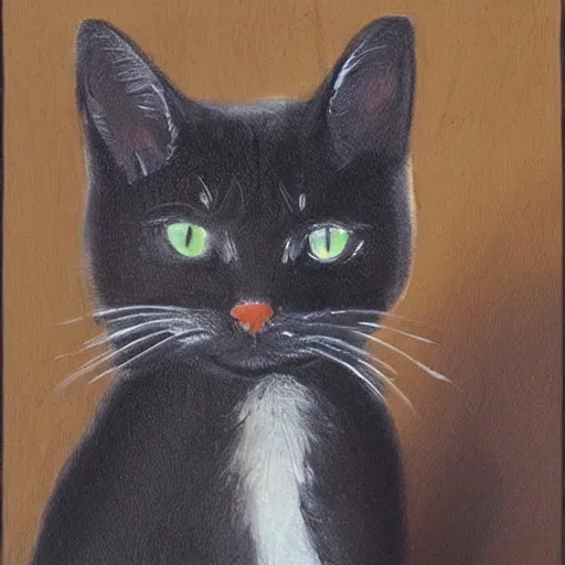 awesome art of a cat that is pensive and waiting for his pay