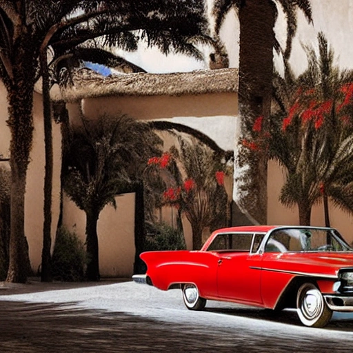 

Estilo de steve mccurry, cadillac 1959 rojo brillante con llamas en el capó, aparcado en la noche en medio de la ciudad con palmeras grandes y voluminosas. Gran angular, profundidad de campo. –ar 3:2 –q2 –chaos 2
