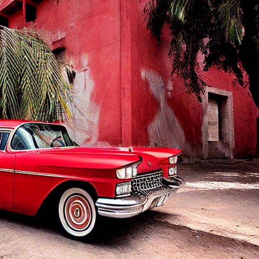 

Estilo de steve mccurry, cadillac 1959 rojo brillante con llamas, aparcado en la noche en medio de la ciudad con palmeras grandes y voluminosas. Gran angular, profundidad de campo. –ar 3:2 –q2 –chaos 2
