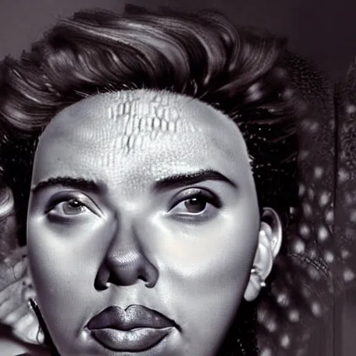 Photorealistic, ((ultra high res)), ((photorealistic)), ((Hyperrealism)), ((Perfect lighting)), (backlighting), ((Lifelike textures)): A stunning portrait of Scarlett Johansson, capturing her beauty and elegance with perfect lighting, lifelike textures, and ultra-high resolution.