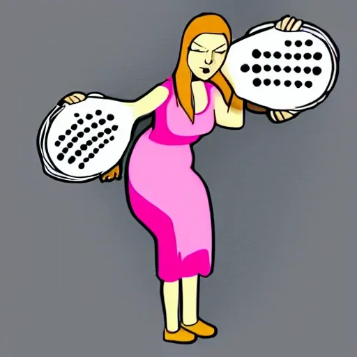 Realistic body of a woman morphed with a speaker cabinet, Cartoon