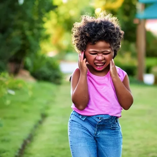 Mixed little girl crying leaving her house 