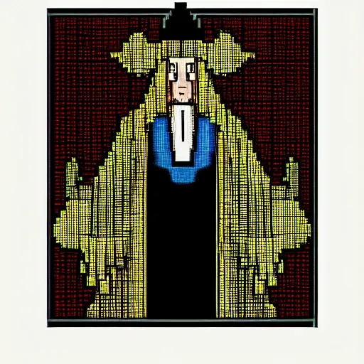 wizard robe covering a bull face, mysterious, digital 8-bit style