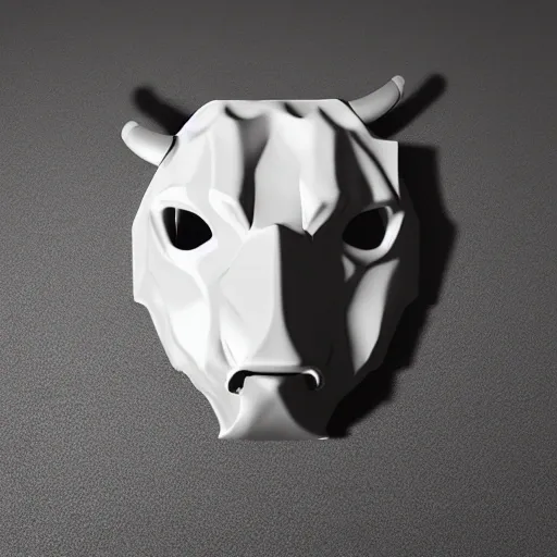  bull head with half covered face mask, 3d, hyper realistic