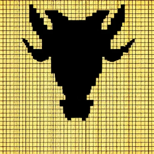  fat bull horn, dark background, matrix ascii style