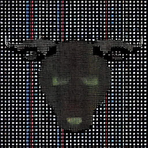 bull head, dark background, matrix ascii style