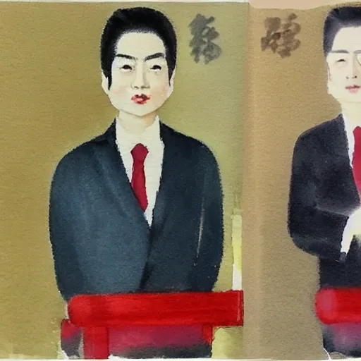 习近平，长着猪头, Water Color, Oil Painting