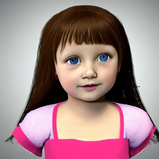 A beautiful and lovely little girl, 3D