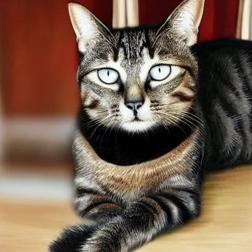 awesome art of a cat that is pensive and waiting for his pay