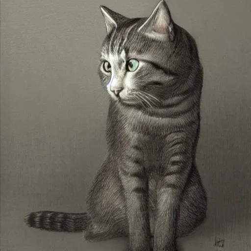 awesome art of a cat that is pensive and waiting for his pay