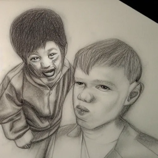 dad anf son in the space, Trippy, Pencil Sketch