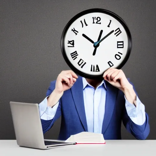 Create an image that depicts a professional sitting at a desk, surrounded by various elements of interview preparation. The person is confident and well-prepared, with a notebook filled with notes, a laptop displaying a job listing, a resume and cover letter, and interview guides. In the background, there could be a bookshelf with books on interview techniques, a clock showing the time ticking towards the interview, and a motivational quote on the wall. The image should convey the importance of thorough interview preparation in achieving success in the job search process