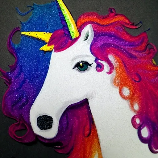 rainbow unicorn with sharped red wingd and blood