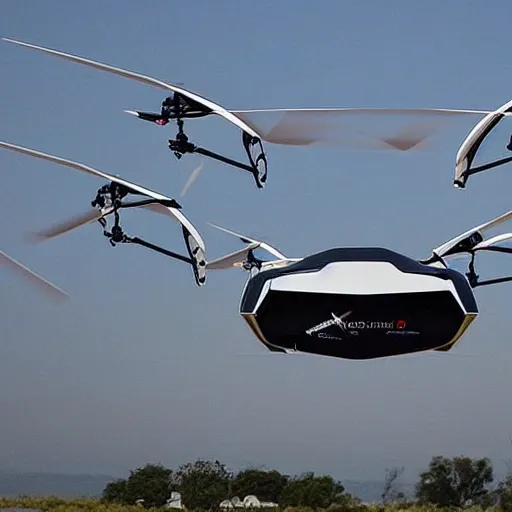 evtol with tilted rotors and 8 prepellers and V tail, Trippy