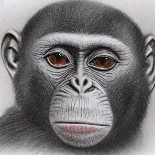monkey , 3D, Pencil Sketch, Oil Painting