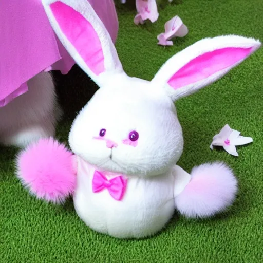 Cute bunny,Fluffy pink rabbit,App mascot cute bunny