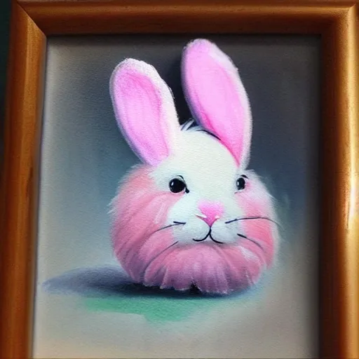 Cute bunny,Fluffy pink rabbit,App mascot cute bunny, 3D, Oil Painting, Water Color