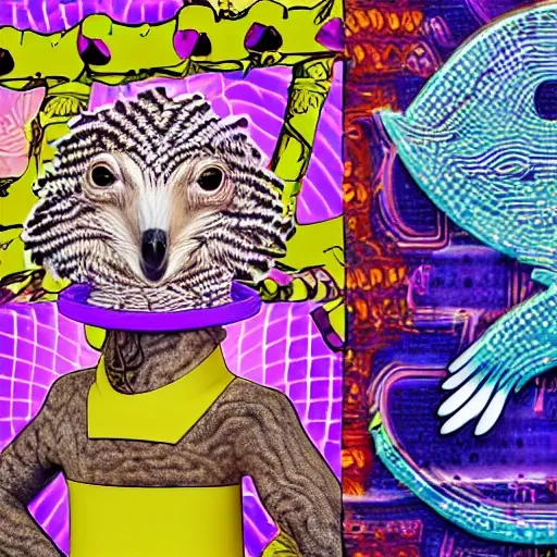 Houbara, Mascot, Blockchain, Trippy, Furry