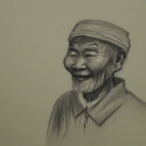 An old Chinese man , Pencil Sketch