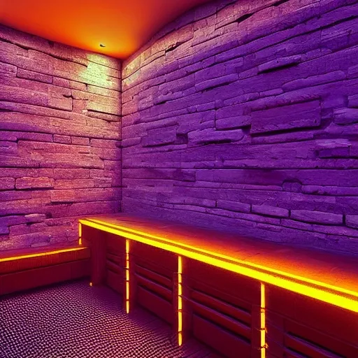 concept art publicbath sauna brick wall neon future 