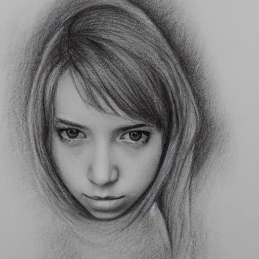 girl, 18 year, Pencil Sketch, 3D