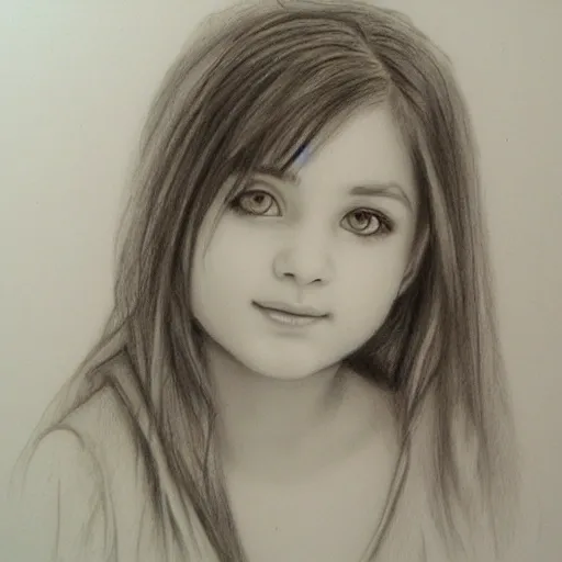 beautiful  young girl, 3D, Pencil Sketch