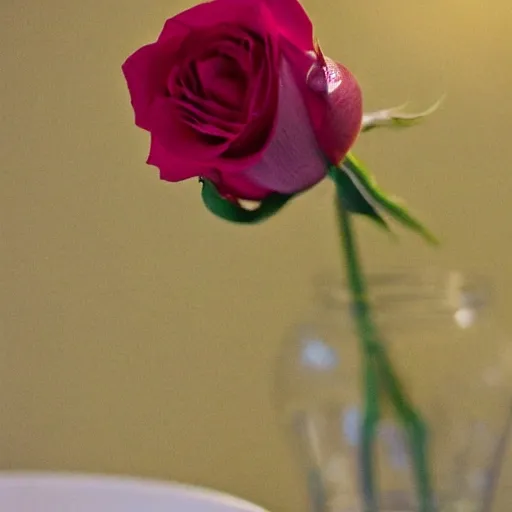 A rose on the dining table 