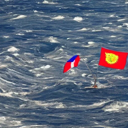  un océano con muchas embarcaciones idénticas navegando en la misma dirección, sin distinguirse unas de otras. En el centro de la imagen, coloca una embarcación que se destaca por su diseño único y su bandera ondeando al viento, transmitiendo la idea de que la diferenciación