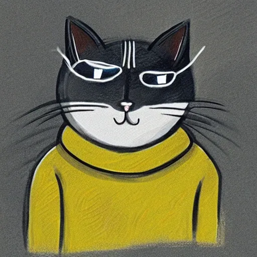cat, Cartoon,yellow