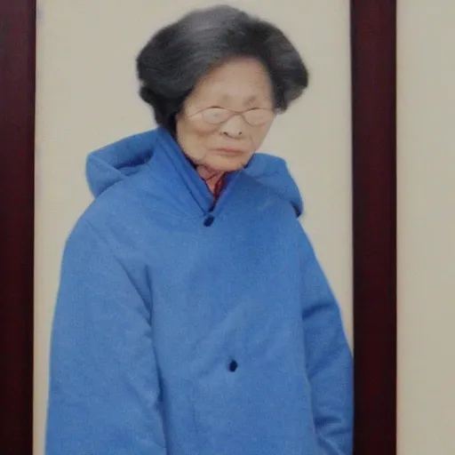 grandma,chinese,blue coat,