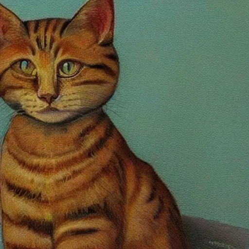 awesome art of a cat that is pensive and waiting for his pay