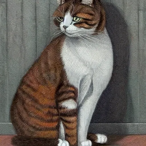 awesome art of a cat that is pensive and waiting for his pay