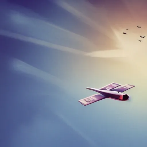 A 3D "N" flying through the sky, digital art, 4k, HD