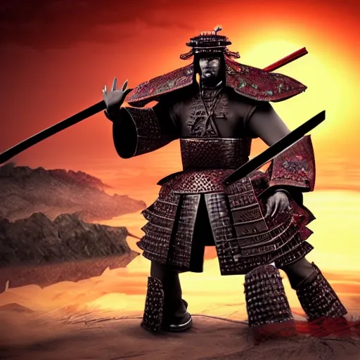 epic enormus enviroment with a samurai