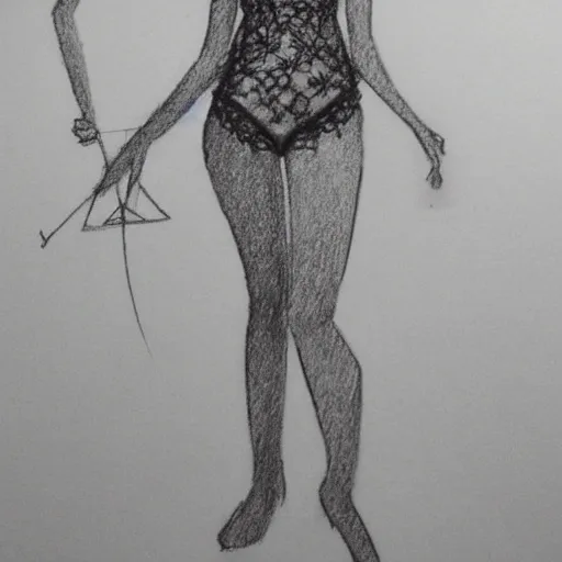 Pencil Sketch，sex，standing Front Cutout Lace Asian Arthubai 