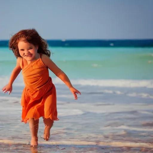 Girl playing on the beach
