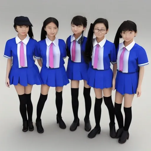 shenzhen school uniform girls, 3D