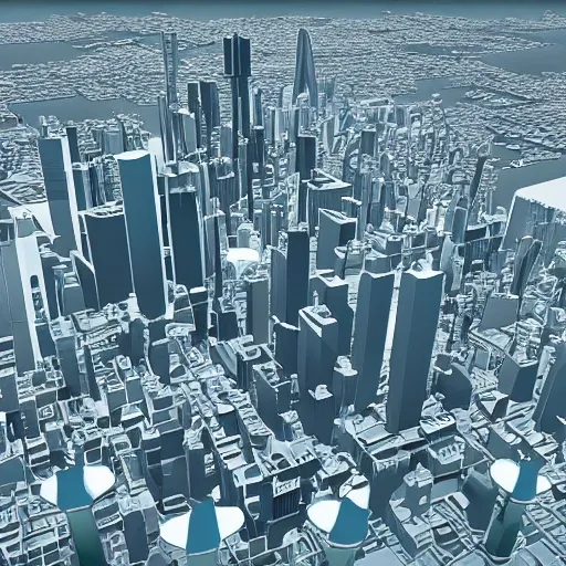 
a city in the sky, 3D, Cartoon