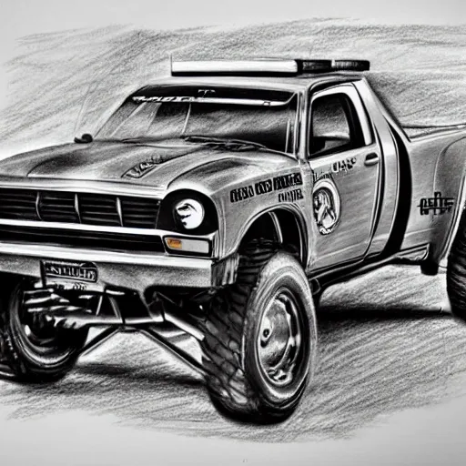sport  muscle truck 4x4 realistic, Pencil Sketch, Trippy, 3D
