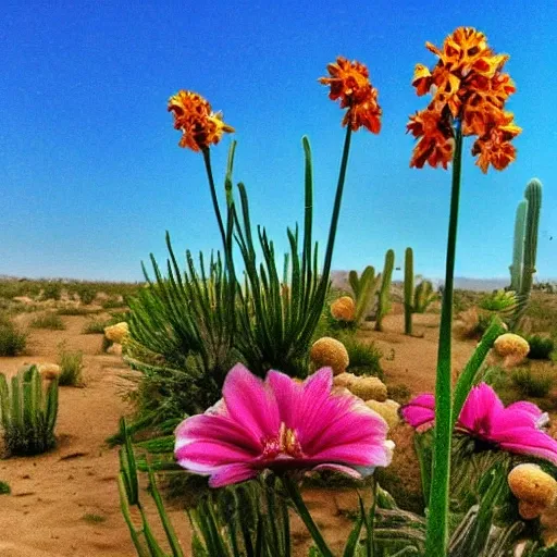 flowers, desert, morning