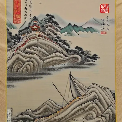 The embroidery, overlooking the carving and scaffolding, the mountain yuan Kuang its Yin, Chuan Ze Wei its appalling vision. Lvyan rushing to the ground, ringing and eating home; Ship clean, green sparrow yellow dragon stern. Cloud pin rain Ji, bright bright area. The sunset and the solitary duck fly together, autumn water is the same color. Fishing boat singing late, sound poor Peng Li shore; Wild goose array scared cold, Hengyang sound broken Pu.