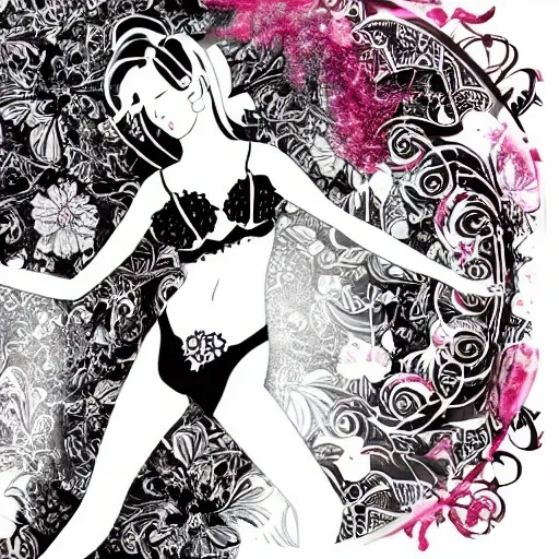 Design a visually stunning and captivating banner for an online lingerie store that combines mysterious, sexy, and secret elements with an Oriental touch. The banner should evoke a strong sense of sensuality, desire, and an unstoppable allure. Incorporate rich colors, subtle patterns, and elegant typography to create a sophisticated and enticing visual experience, Pencil Sketch