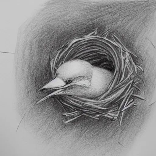 ,Pencil Sketch，swallow，spring，nest，A4 paper