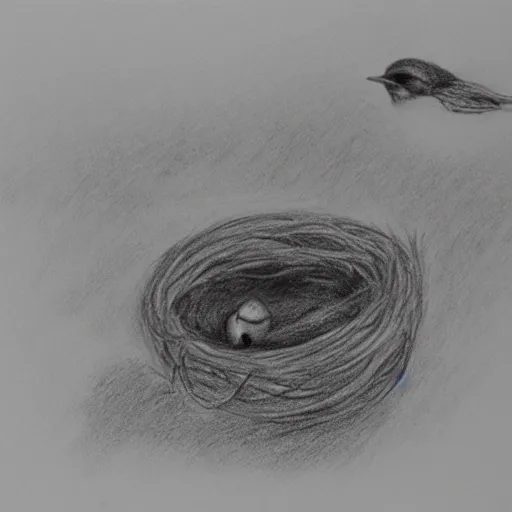 ,Pencil Sketch，swallow，spring，nest，21*30