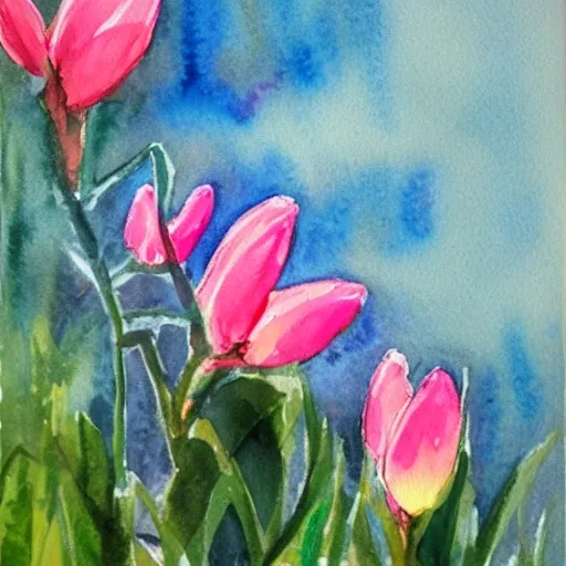 , Water Color，spring，bud