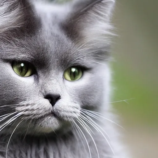 a beautiful gray hairy cat