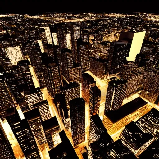 a city in the night,  silhouettes of buildings full moon, 3D